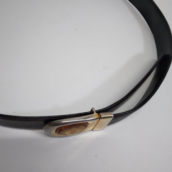 Vintage Gucci Reversible GG Black Brown Leather Belt - Picture 4 of 15